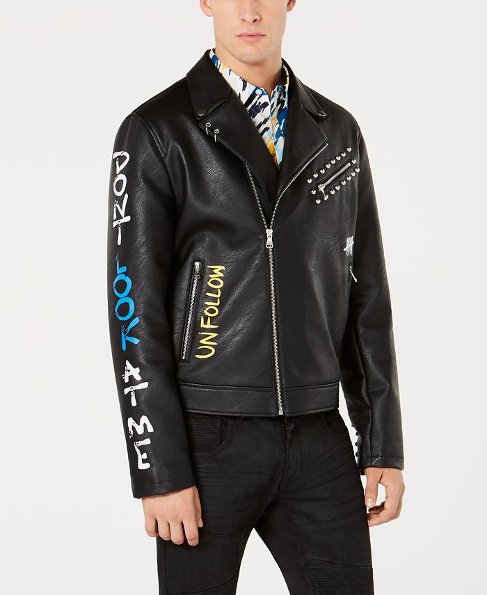 INC International Concepts I.N.C. Mens Painted Moto Jacket