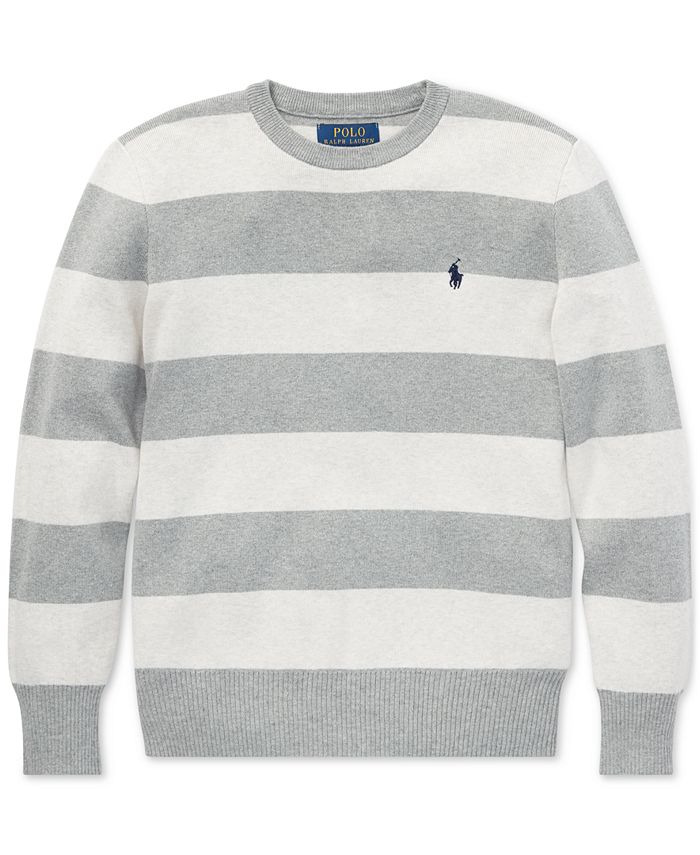 Polo Ralph Lauren Big Boys Striped Cotton Sweater - Macy's