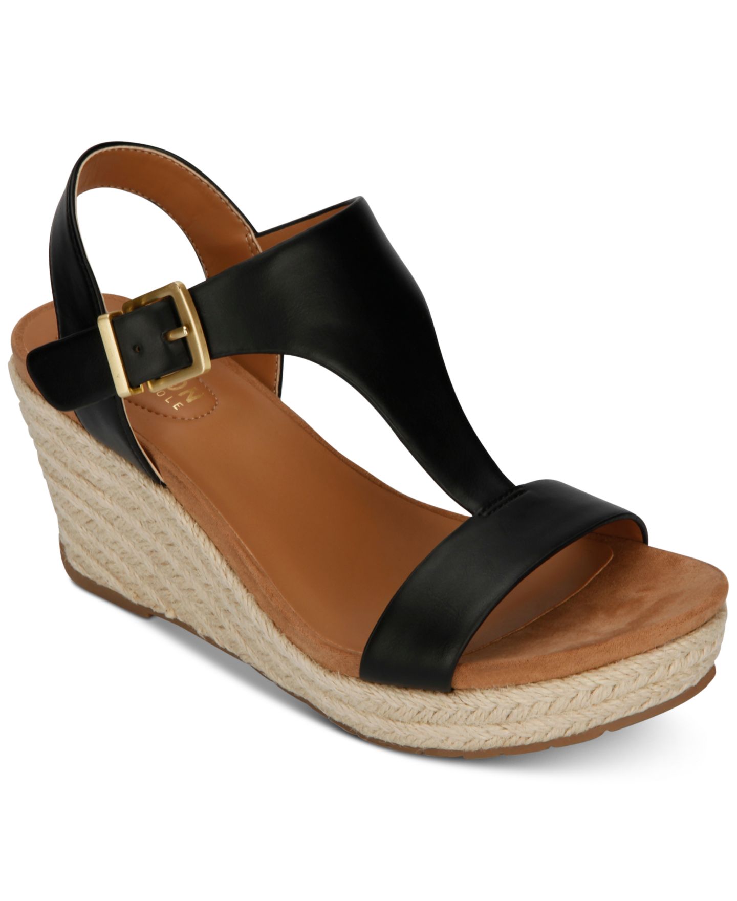 Женские сандалии Kenneth Cole Reaction Card Wedge Espadrille, цвет: Чёрный — фото 1