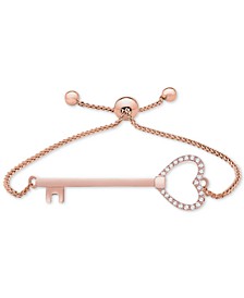 Diamond Key Bolo Bracelet (1/10 ct. t.w.) in 14k Rose Gold, Created for Macy's