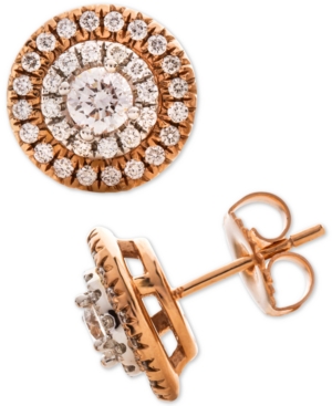 image of Diamond Halo Stud Earrings (1 ct. t.w.) in 14k Rose & White Gold