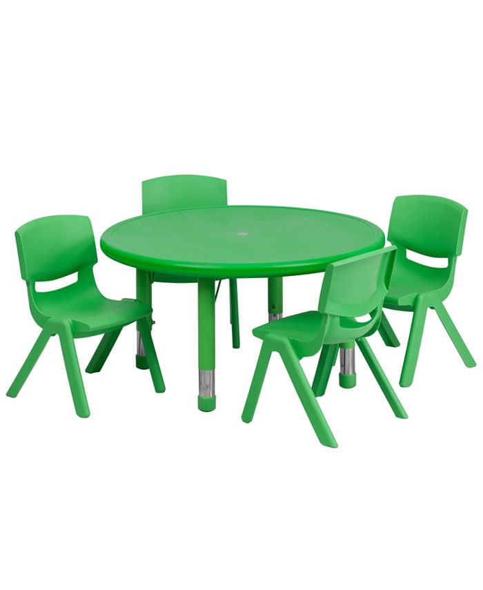 Flash Furniture 33'' Round Green Plastic Height Adjustable Activity