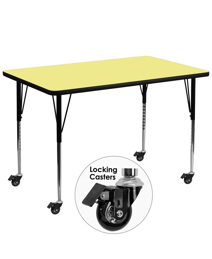 36''W x 72''L Rectangular Thermal Laminate Activity Table - Height Adjustable Short Legs