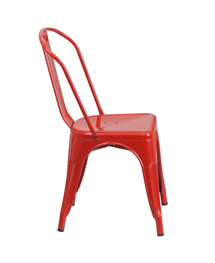 Flash Furniture Red Metal IndoorOutdoor Stackable Chair Macy's