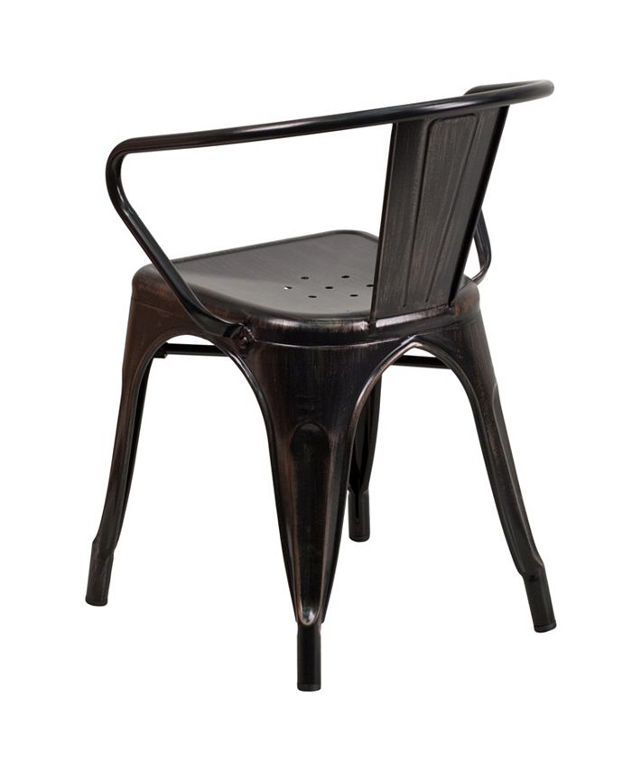 Flash Furniture BlackAntique Gold Metal IndoorOutdoor Chair With Arms