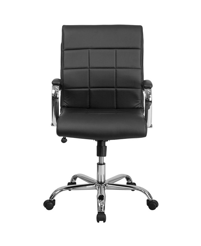 Mid-Back Vinyl Executive Swivel Office Chair with Chrome Base and Arms