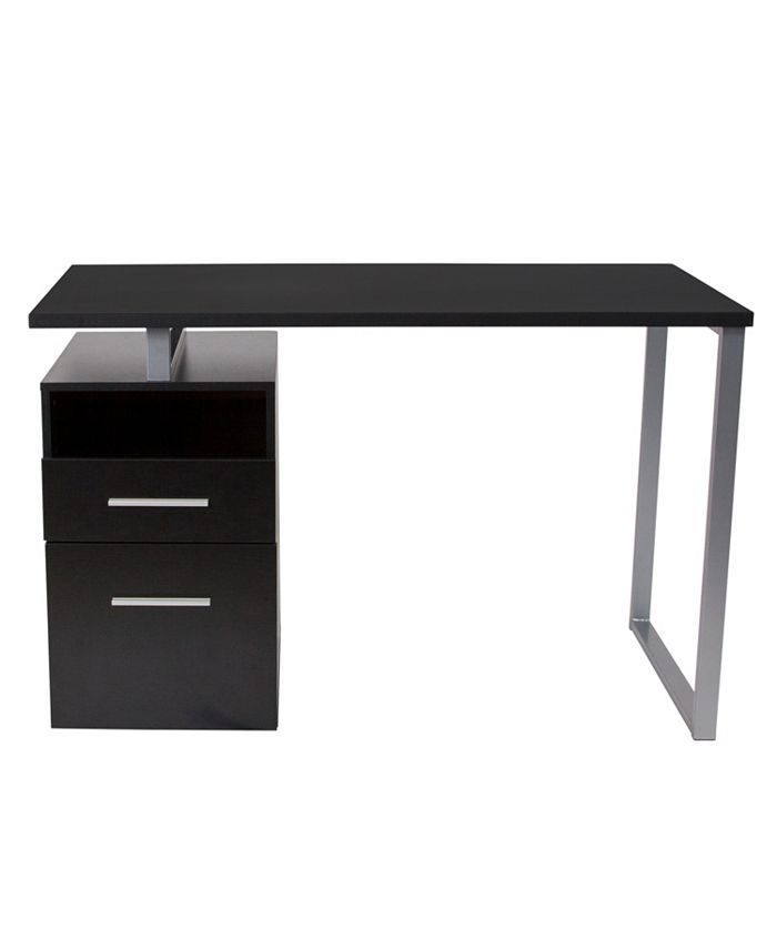 Flash Furniture Harwood Dark Ash Wood Grain Finish Computer Desk With