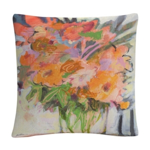 Baldwin Sheila Golden Floral Bouquet Watercolor Motif Decorative Pillow, 16" X 16" In Multi