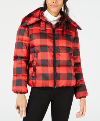 Kendall + Kylie - Plaid Cropped Puffer Coat