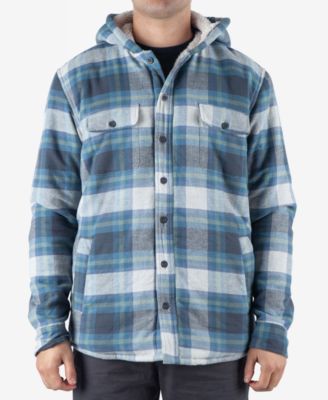 men's fleece lined hooded flannel shirt