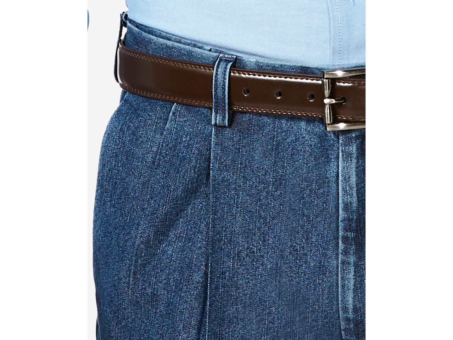 Мужские брюки Haggar Stretch Denim Classic-Fit Pleated, цвет: Стоунвош — фото 6