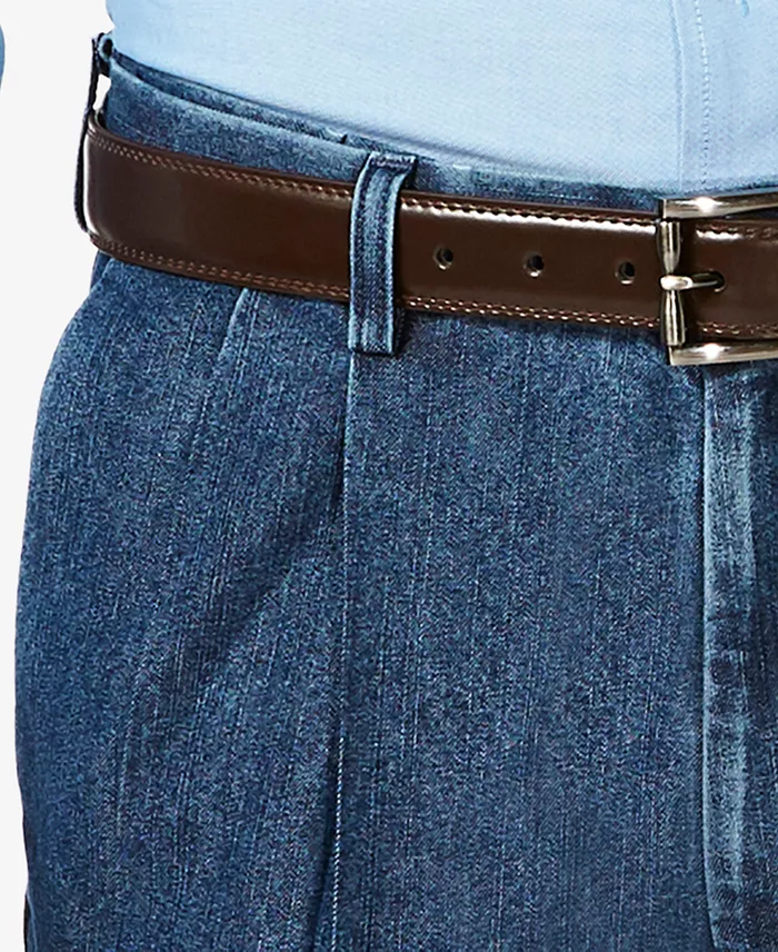 Men's Stretch Denim Classic-Fit Pleated Pants - thumbnail 6
