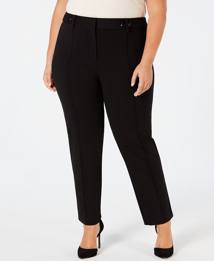Alfani Plus Size Ponté-Knit Rivet-Detail Slim Pants, Created for Macy's ...