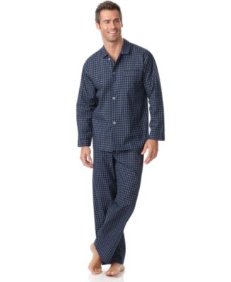 Club Room Men's Navy Check Shirt and Pants Pajama Set - Pajamas, Lounge ...