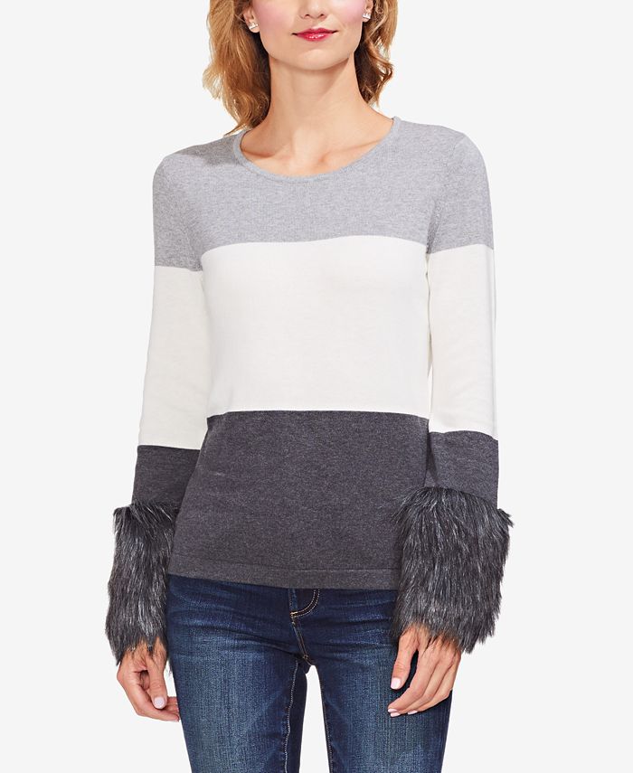 Vince Camuto FauxFur Cuff Sweater Macy's