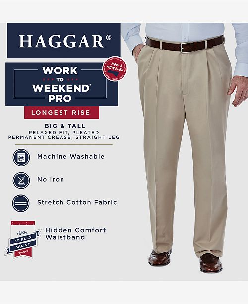 Haggar Men S Big Tall W2w Pro Relaxed Fit Performance Stretch