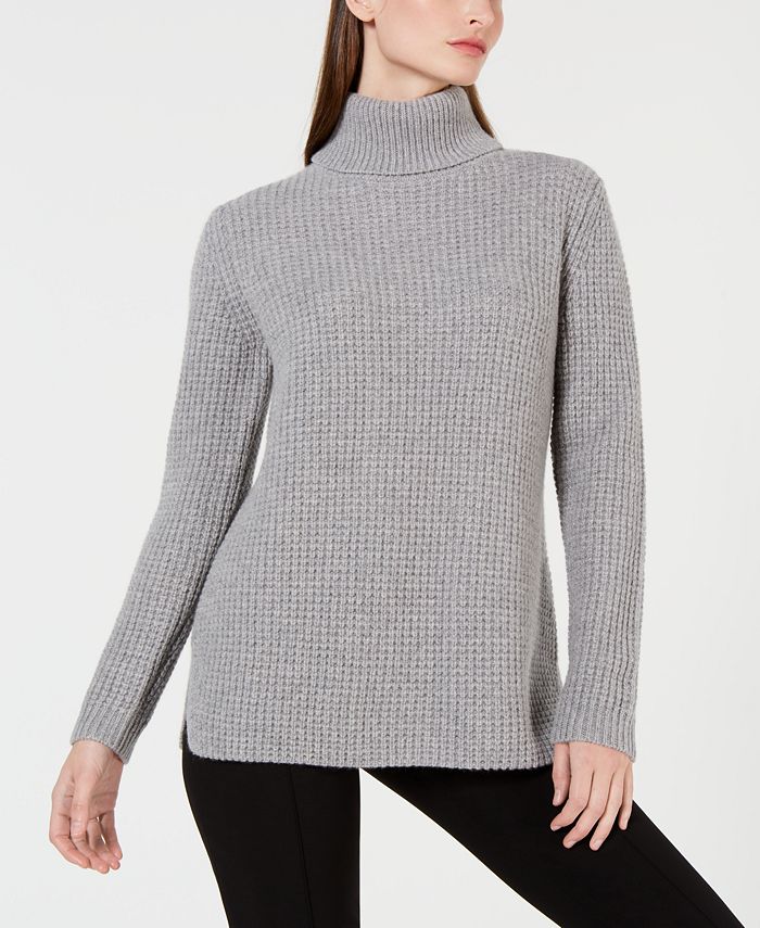 Calvin Klein Cashmere Textured Turtleneck Sweater & Reviews - Sweaters -  Women - Macy's
