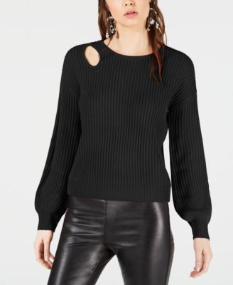 Bar III - Balloon-Sleeve Cutout Sweater