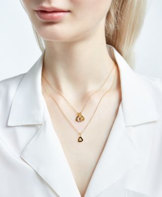 アクセサリー Chloe Triple Heart Double Gold Necklace Sarah Chloe Diamond Accent Triple Heart Charm Pendant