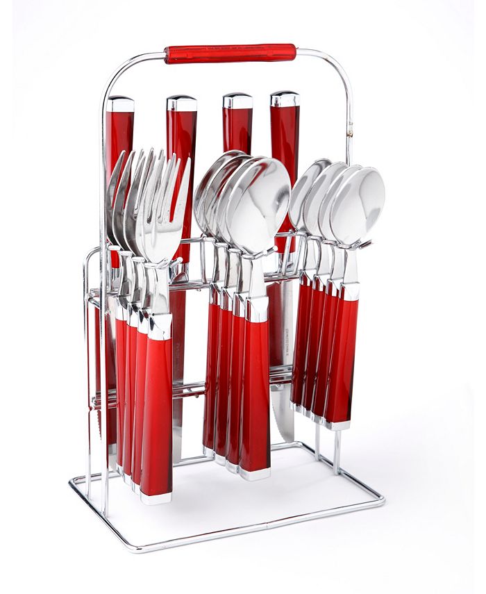 Cambridge Temptation Red 16Piece Flatware Set with Rack Macy's