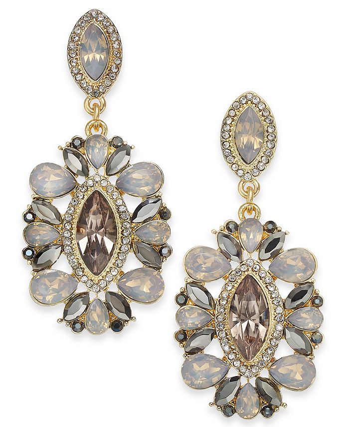INC International Concepts I.N.C. GoldTone Crystal 2" Drop Earrings
