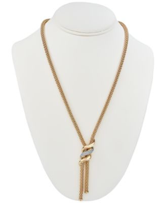 Diamond Swirl Lariat Necklace (1/3 ct. t.w.) in 14k Gold Over Sterling Silver, 20" + 3" extender