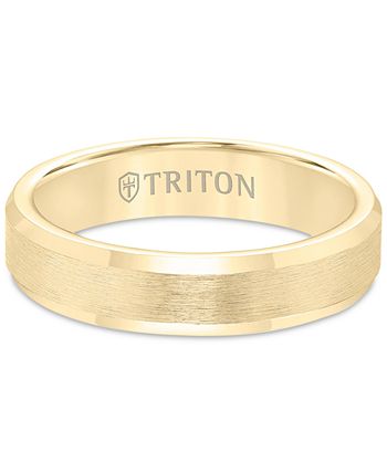 Triton - Bevel Edge Comfort Fit Band in Yellow Tungsten Carbide