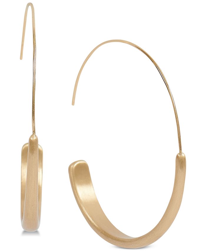 Lucky Brand Gold-Tone Modern Medium Hoop Earrings - Macy's