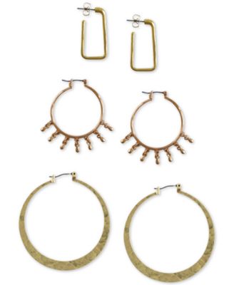 Lucky Brand - Two-Tone 3-Pc. Set Hoop Earrings