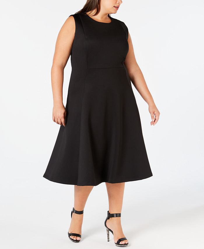 Calvin Klein Plus Size Midi Fit & Flare Dress - Macy's