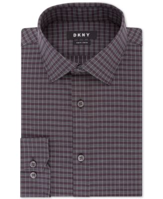 DKNY - Men's Slim-Fit Performance Stretch Wrinkle-Resistant Black Check Dress Shirt