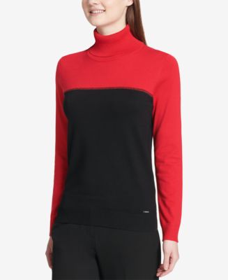 Calvin Klein Colorblock Turtleneck Sweater & Reviews - Sweaters - Women -  Macy's