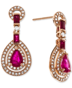 image of Certified Ruby (1-1/2 ct. t.w.) & Diamond (1/2 ct. t.w.) Drop Earrings (Also in Sapphire)