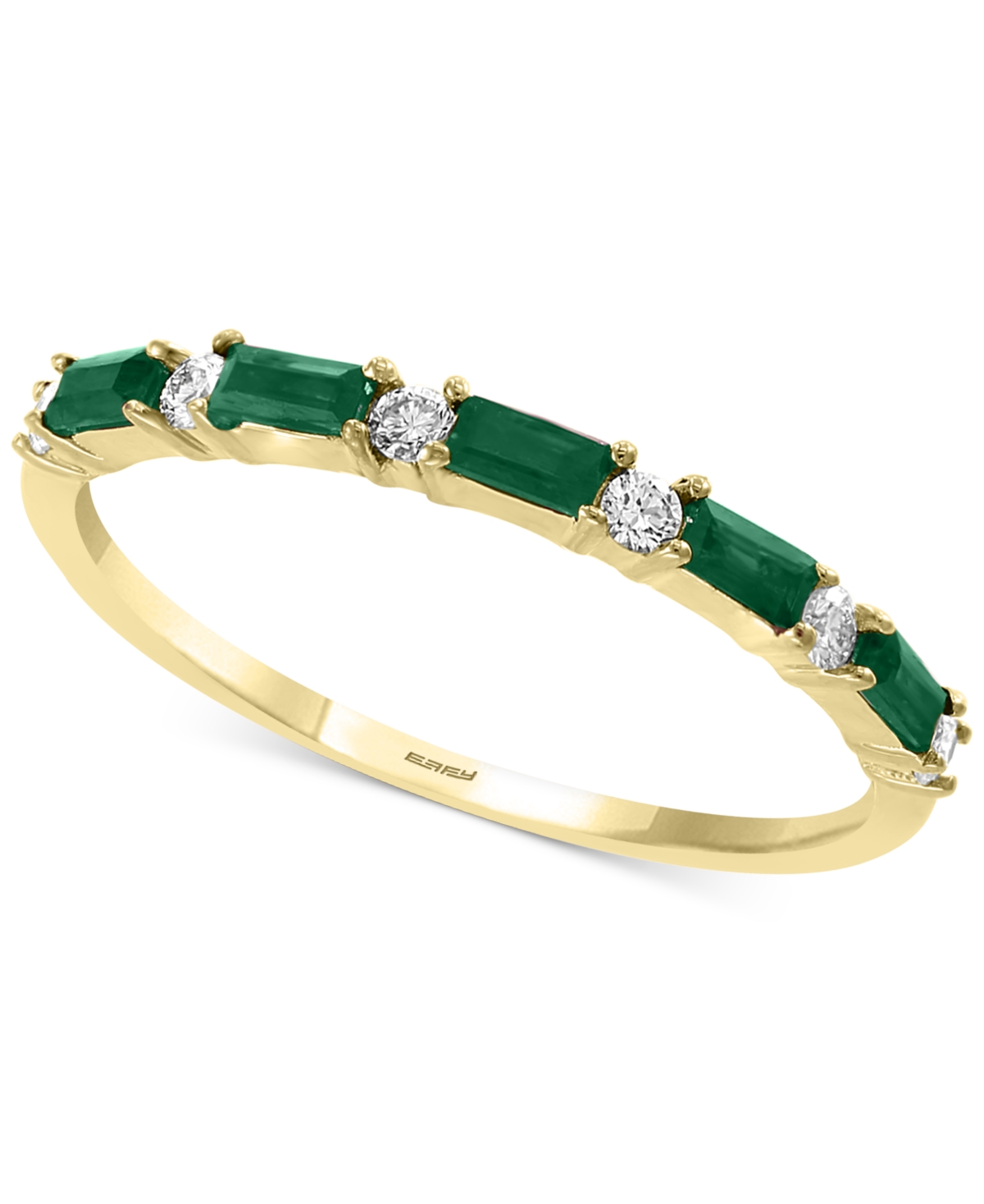 Effy Sapphire (1/3 ct. t.w.) & Diamond (1/8 ct. t.w.) Stacking Ring in 14k White Gold (Also Available in Emerald) - Emerald