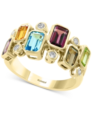 image of Effy Multi-Gemstone (2-3/8 ct.t.w.) & Diamond (1/6 ct. t.w.) Ring in 14k Gold