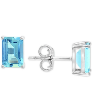 image of Effy Aquamarine Stud Earrings (1-9/10 ct. t.w.) in 14k White Gold