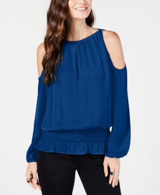 Alfani - Smocked Cold-Shoulder Top