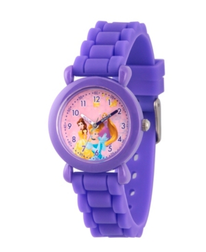 Disney Princess Cinderella Belle and Rapunzel Girls' Purple Plastic Time Teacher Watch