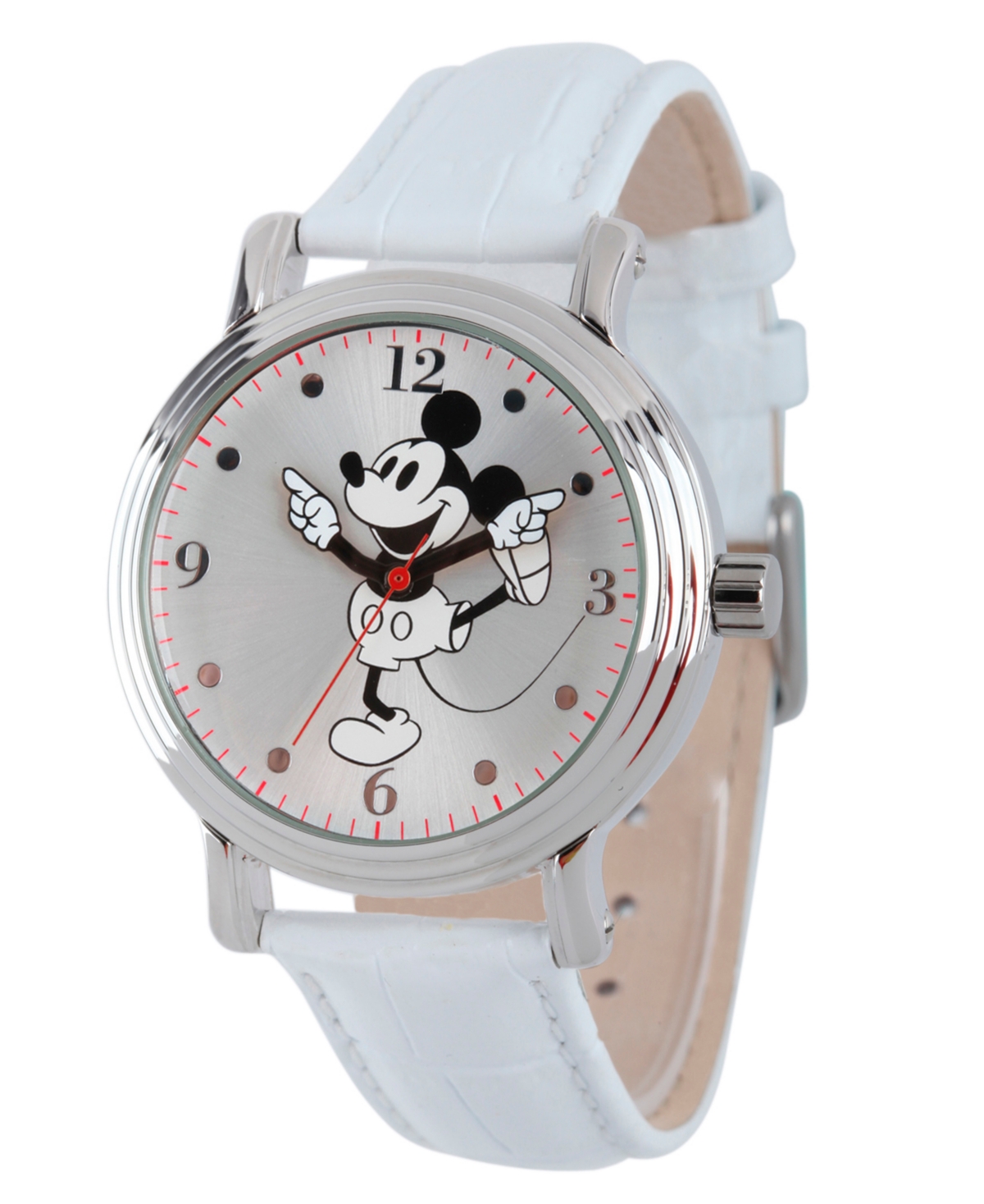 Disney Mickey Mouse Women's Shiny Silver Vintage Alloy Watch - White