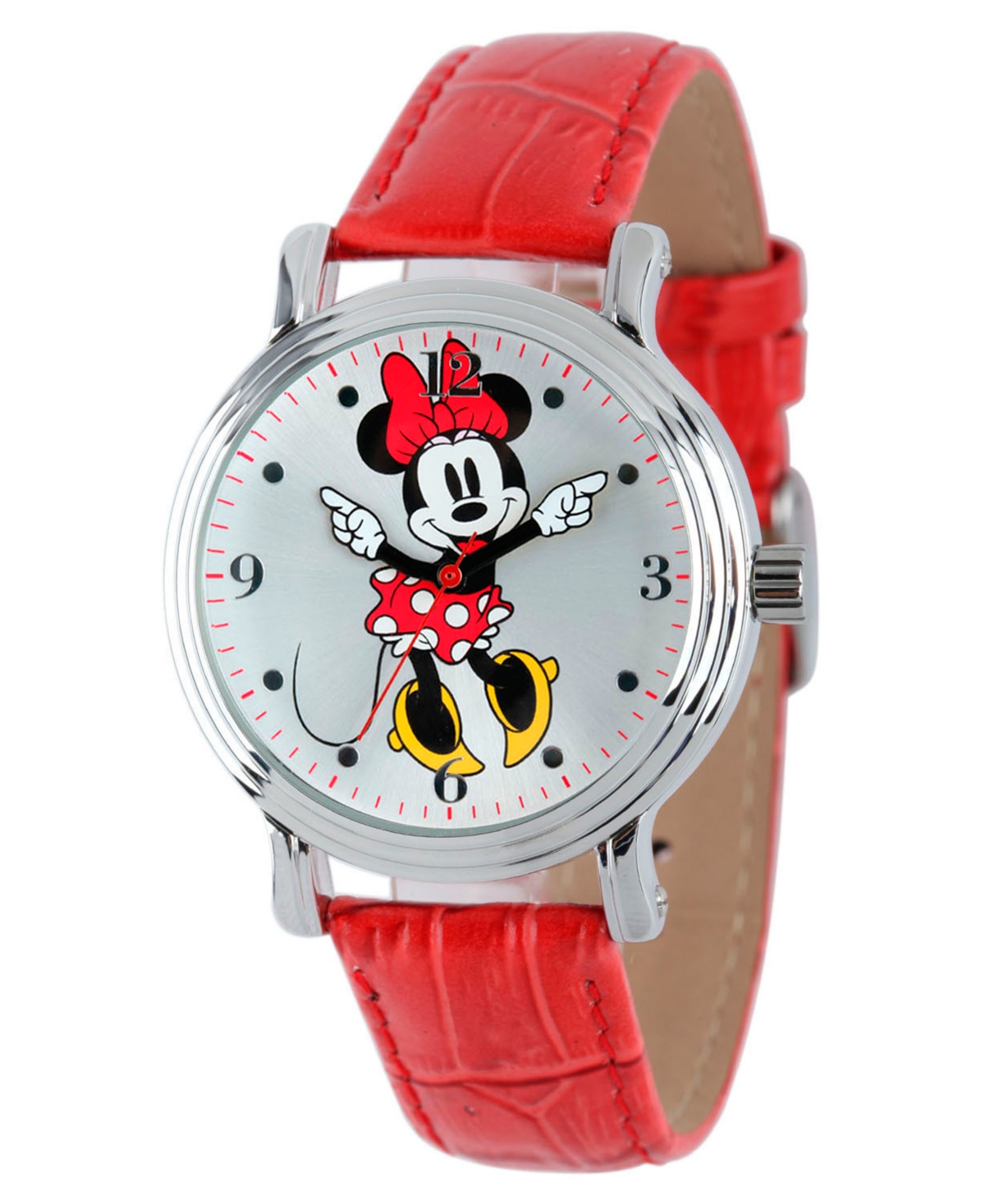 Disney Minnie Mouse Women's Shiny Silver Vintage Alloy Watch - Red