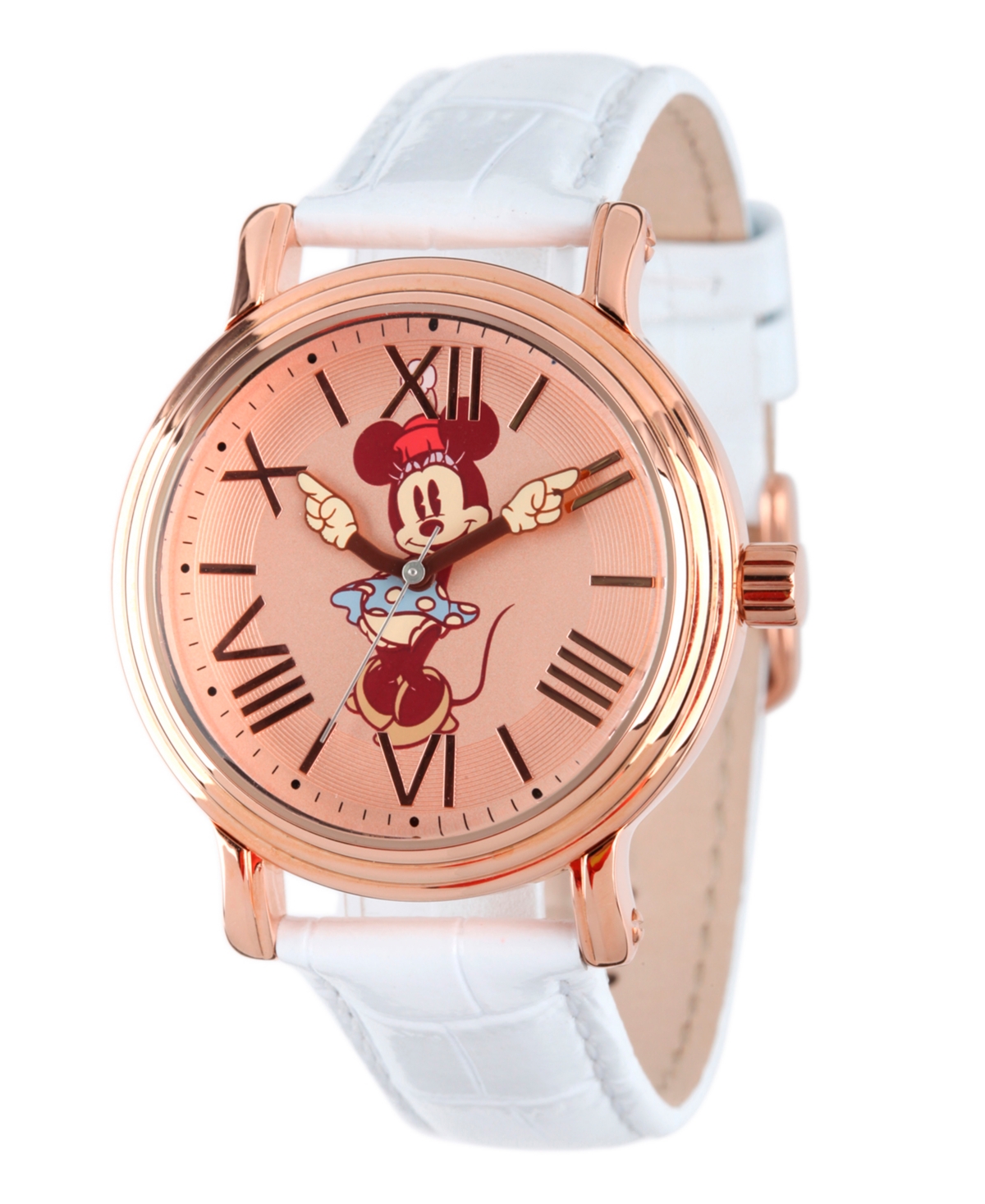 Disney Minnie Mouse Men's Shiny Rose Gold Vintage Alloy Watch - White