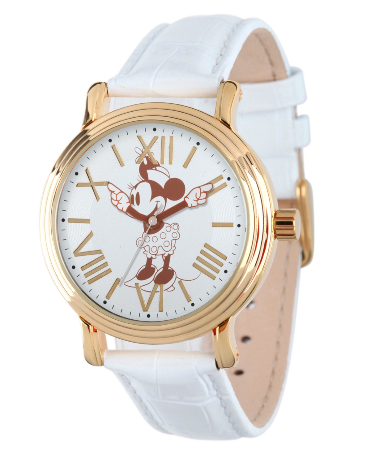 Disney Minnie Mouse Women's Shiny Gold Vintage Alloy Watch - White