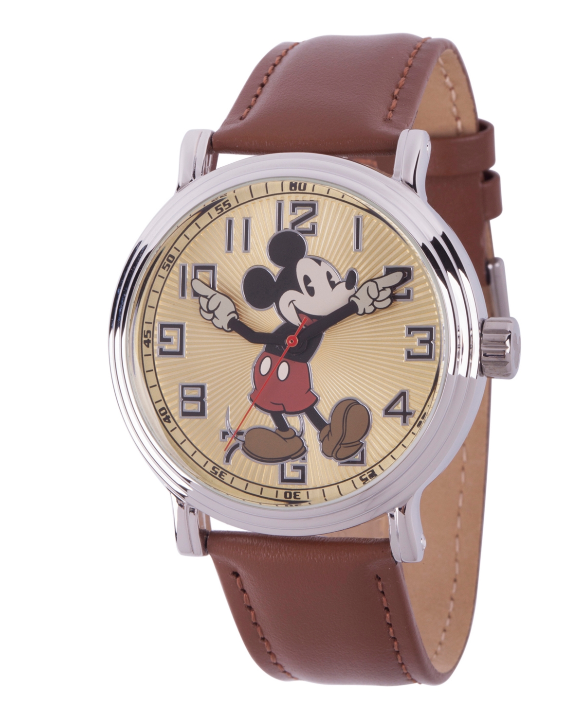 Disney Mickey Mouse Men's Silver Vintage Alloy Watch - Brown