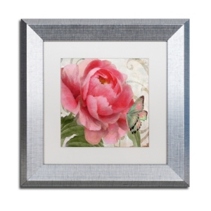 Trademark Global Color Bakery 'apricot Peonies Ii' Matted Framed Art, 11" X 11" In Silver