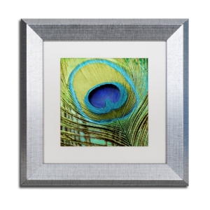 Trademark Global Color Bakery 'peacock Candy V' Matted Framed Art, 11" X 11" In Silver