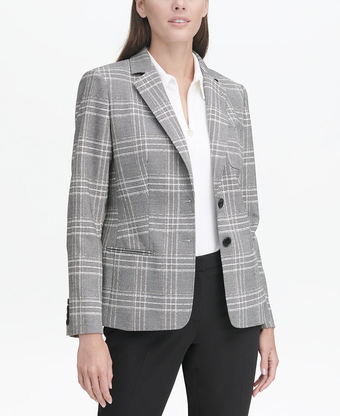 Tommy Hilfiger Elbow-Patch Plaid Blazer - Macy's