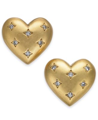kate spade new york - Gold-Tone Pav&eacute; Heart Stud Earrings