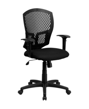 CLICKHERE2SHOP MID-BACK DESIGNER BACK TASK CHAIR WITH PADDED FABRIC SEAT AND ARMS
