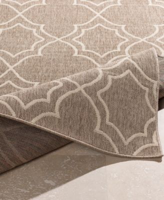 Alfresco ALF-9587 Camel 7'3" Round Area Rug, Indoor/Outdoor