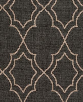 Alfresco ALF-9590 Black 8'9" Round Area Rug, Indoor/Outdoor